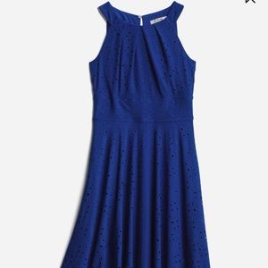 Wisp Maddie Eyelet Knit Dress size L cobalt blue